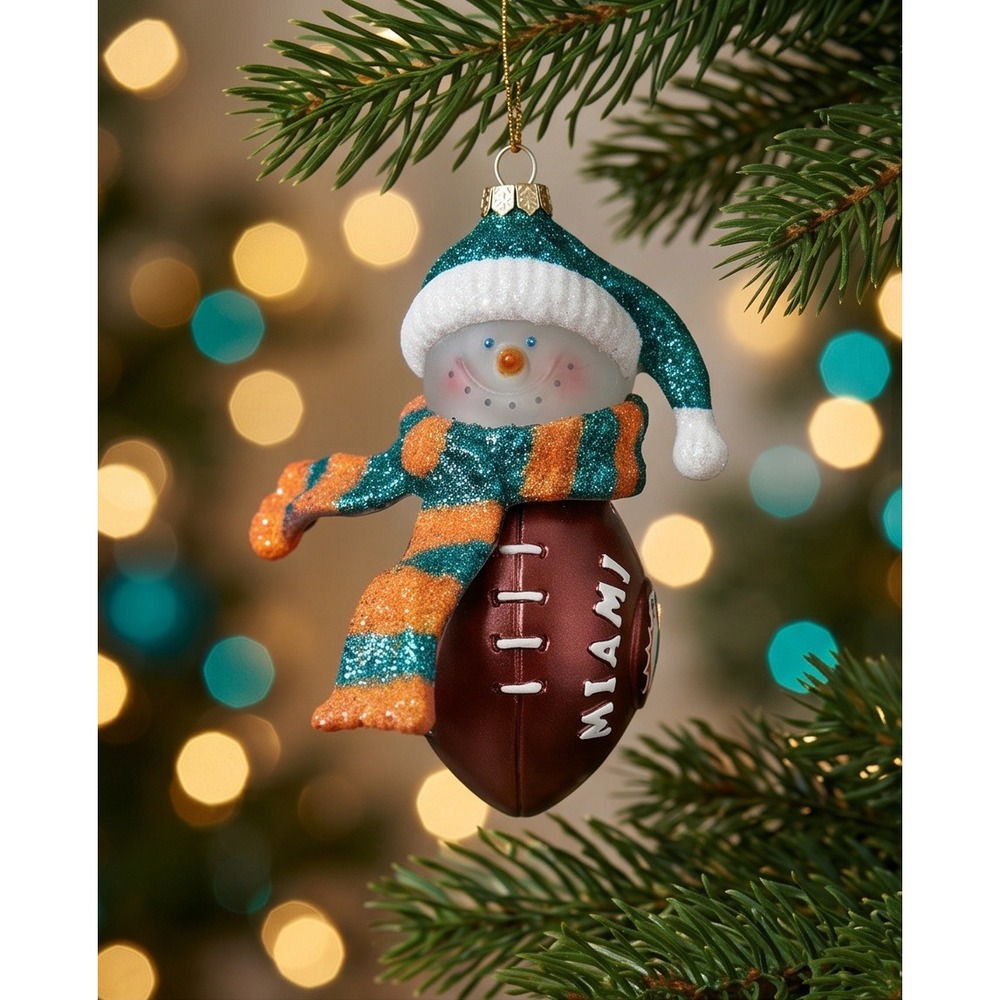 Miami Dolphins Football Christmas Ornament Signed Olivier Vernon #50 OOAK